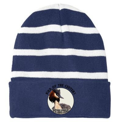 Cute Puteketeke New ZealandS Bird Of The Century Flower Striped Beanie with Solid Band