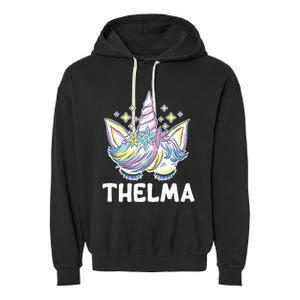 Cute Personalized Name Unicorn Crown Thelma Garment-Dyed Fleece Hoodie