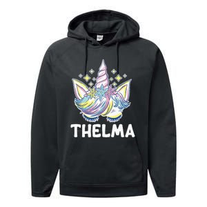 Cute Personalized Name Unicorn Crown Thelma Performance Fleece Hoodie