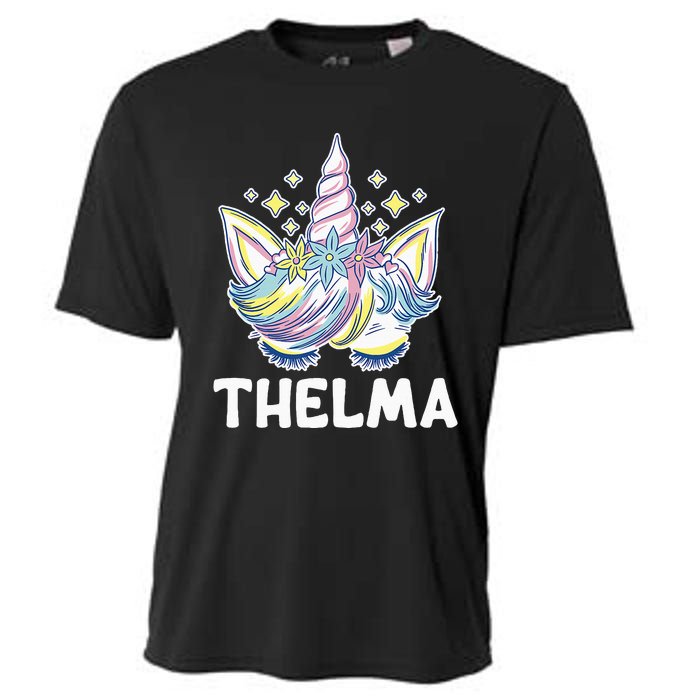 Cute Personalized Name Unicorn Crown Thelma Cooling Performance Crew T-Shirt