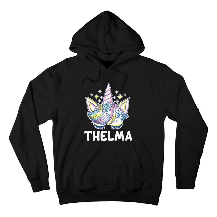 Cute Personalized Name Unicorn Crown Thelma Hoodie