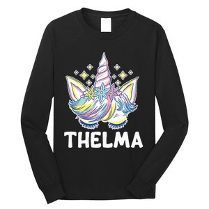 Cute Personalized Name Unicorn Crown Thelma Long Sleeve Shirt