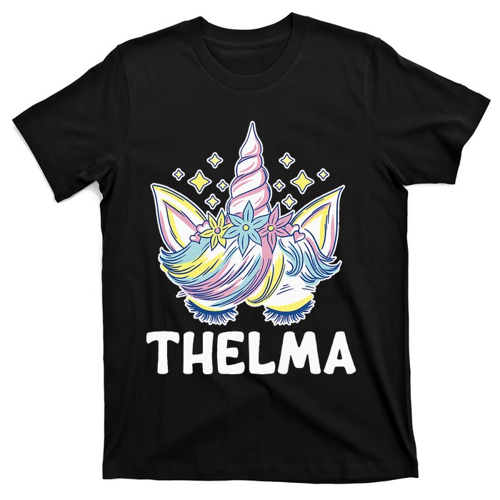 Cute Personalized Name Unicorn Crown Thelma T-Shirt