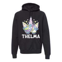 Cute Personalized Name Unicorn Crown Thelma Premium Hoodie