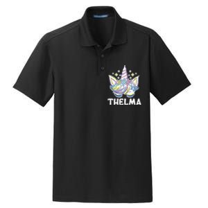 Cute Personalized Name Unicorn Crown Thelma Dry Zone Grid Polo