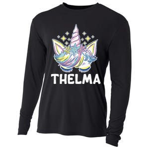 Cute Personalized Name Unicorn Crown Thelma Cooling Performance Long Sleeve Crew