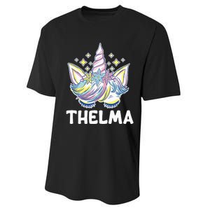 Cute Personalized Name Unicorn Crown Thelma Performance Sprint T-Shirt