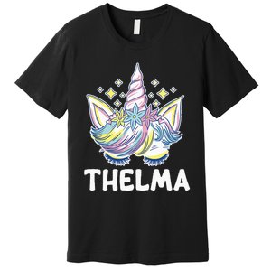 Cute Personalized Name Unicorn Crown Thelma Premium T-Shirt