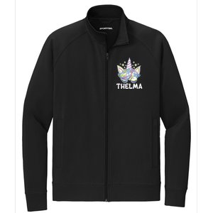 Cute Personalized Name Unicorn Crown Thelma Stretch Full-Zip Cadet Jacket