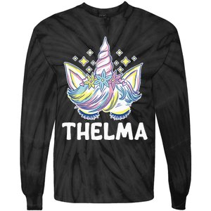 Cute Personalized Name Unicorn Crown Thelma Tie-Dye Long Sleeve Shirt