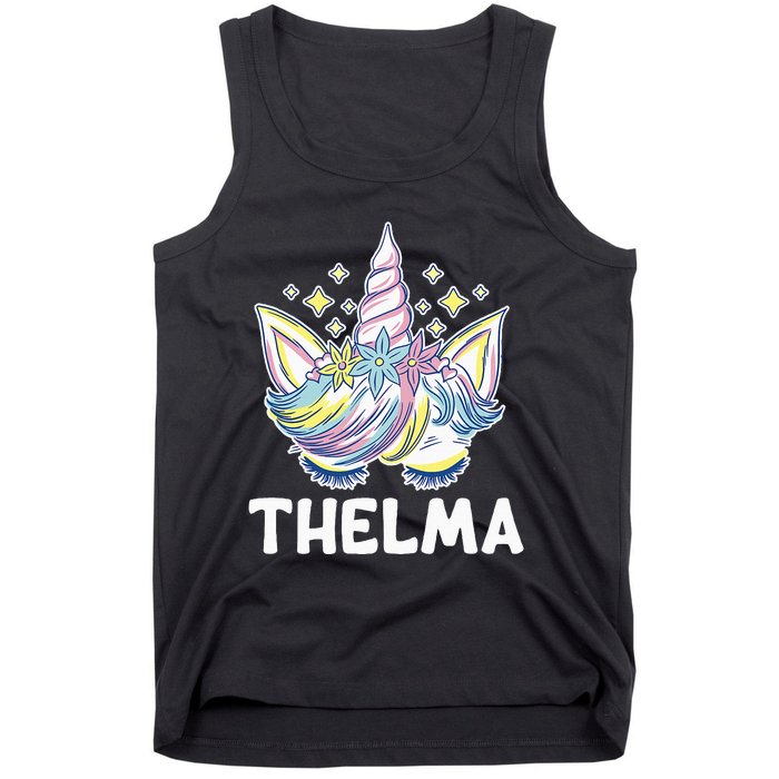 Cute Personalized Name Unicorn Crown Thelma Tank Top