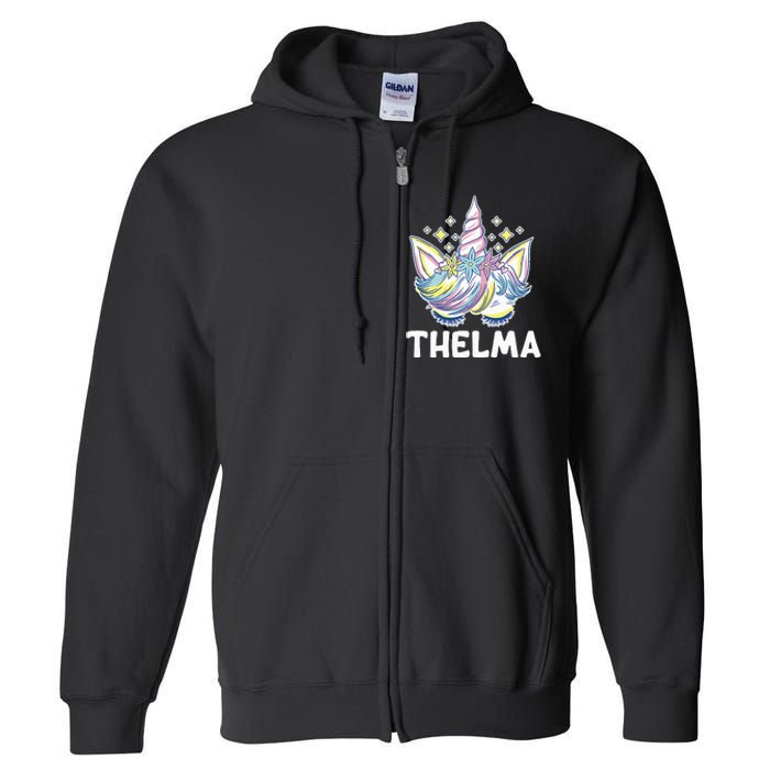 Cute Personalized Name Unicorn Crown Thelma Full Zip Hoodie