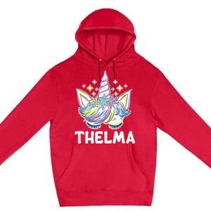 Cute Personalized Name Unicorn Crown Thelma Premium Pullover Hoodie