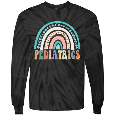 Christmas Pediatrics Nurse Pediatrician Peds Crew Flowers Tie-Dye Long Sleeve Shirt