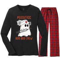 Cute Pediatric Nurse Halloween Ghost RN Boo Boo Crew Women's Long Sleeve Flannel Pajama Set 