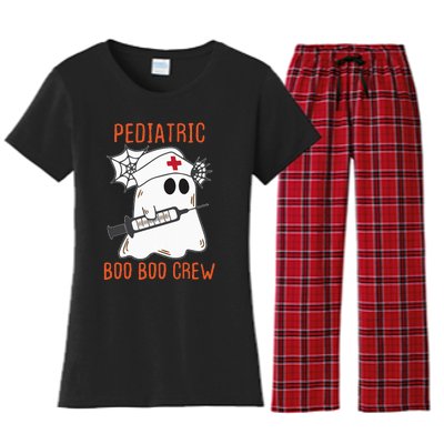 Cute Pediatric Nurse Halloween Ghost RN Boo Boo Crew Women's Flannel Pajama Set