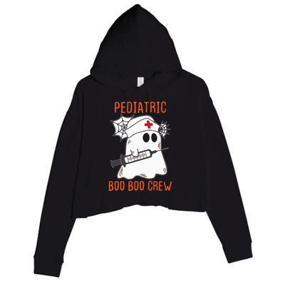 Cute Pediatric Nurse Halloween Ghost RN Boo Boo Crew Crop Fleece Hoodie