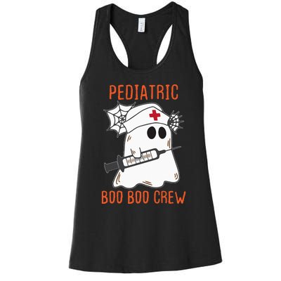 Cute Pediatric Nurse Halloween Ghost RN Boo Boo Crew Women's Racerback Tank