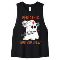 Cute Pediatric Nurse Halloween Ghost RN Boo Boo Crew Women's Racerback Cropped Tank