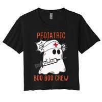 Cute Pediatric Nurse Halloween Ghost RN Boo Boo Crew Women's Crop Top Tee