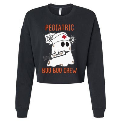 Cute Pediatric Nurse Halloween Ghost RN Boo Boo Crew Cropped Pullover Crew