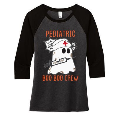 Cute Pediatric Nurse Halloween Ghost RN Boo Boo Crew Women's Tri-Blend 3/4-Sleeve Raglan Shirt