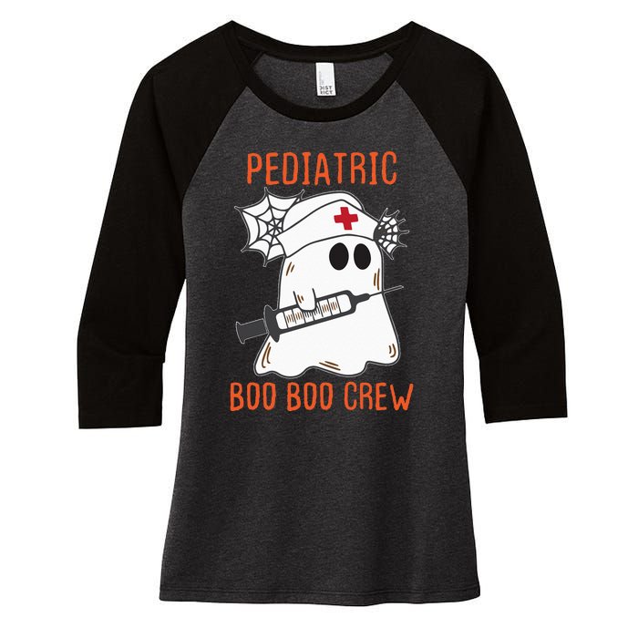 Cute Pediatric Nurse Halloween Ghost RN Boo Boo Crew Women's Tri-Blend 3/4-Sleeve Raglan Shirt