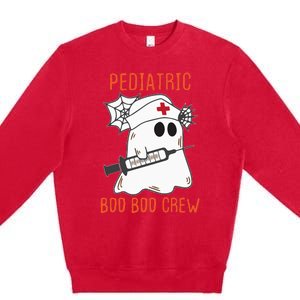 Cute Pediatric Nurse Halloween Ghost RN Boo Boo Crew Premium Crewneck Sweatshirt