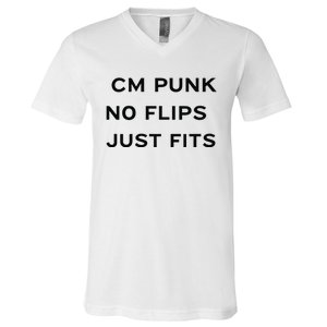 Cm Punk No Flips Just Fits V-Neck T-Shirt