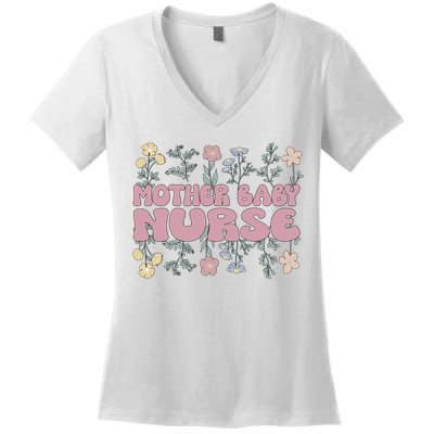 Cute Postpartum Nursing For A Groovy Motherbaby Nurse Women's V-Neck T-Shirt