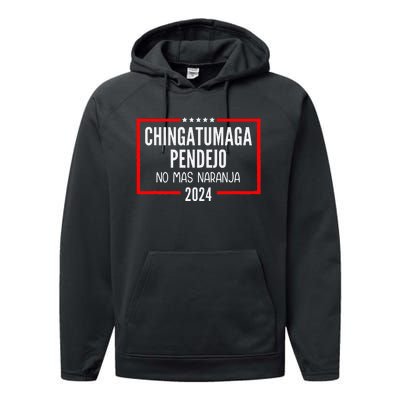 Chingatumaga Pendejo No Mas Naranja 2024 Funny Anti Trump Performance Fleece Hoodie