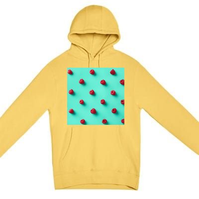 Colorful pattern of raspberries Premium Pullover Hoodie