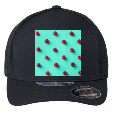 Colorful pattern of raspberries Flexfit Unipanel Trucker Cap