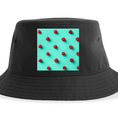 Colorful pattern of raspberries Sustainable Bucket Hat