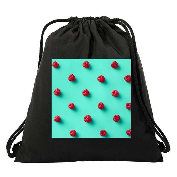 Colorful pattern of raspberries Drawstring Bag