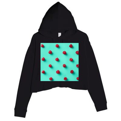 Colorful pattern of raspberries Crop Fleece Hoodie