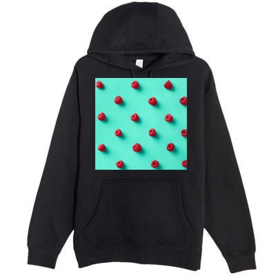 Colorful pattern of raspberries Premium Pullover Hoodie