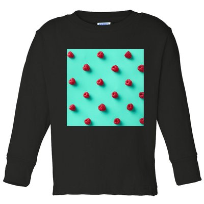 Colorful pattern of raspberries Toddler Long Sleeve Shirt