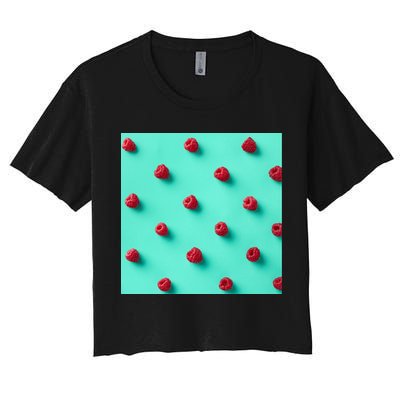 Colorful pattern of raspberries Crop Top