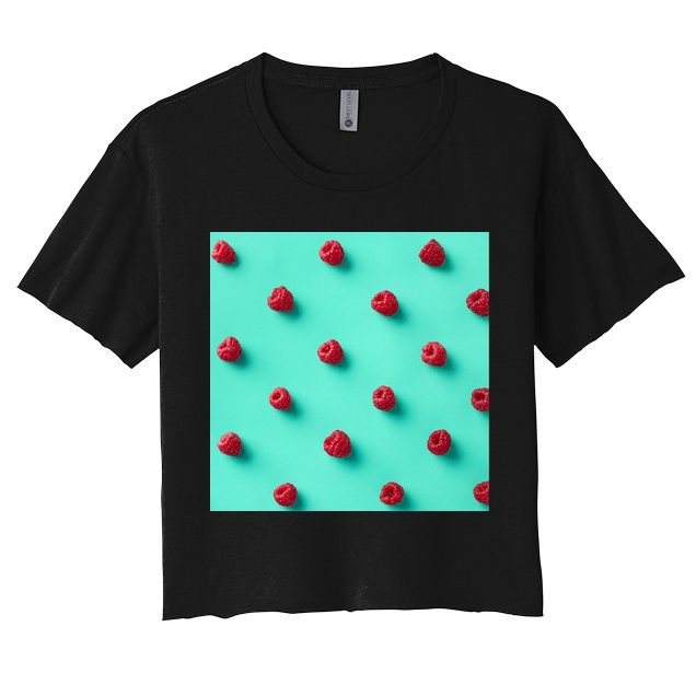 Colorful pattern of raspberries Women's Crop Top Tee