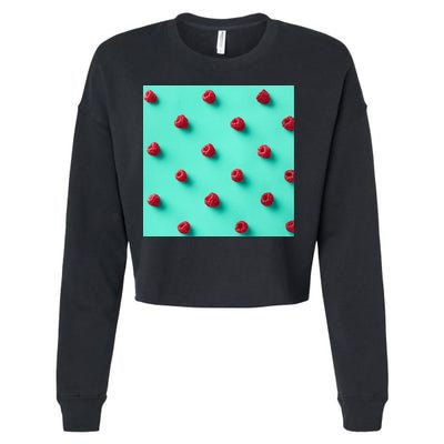 Colorful pattern of raspberries Cropped Pullover Crew