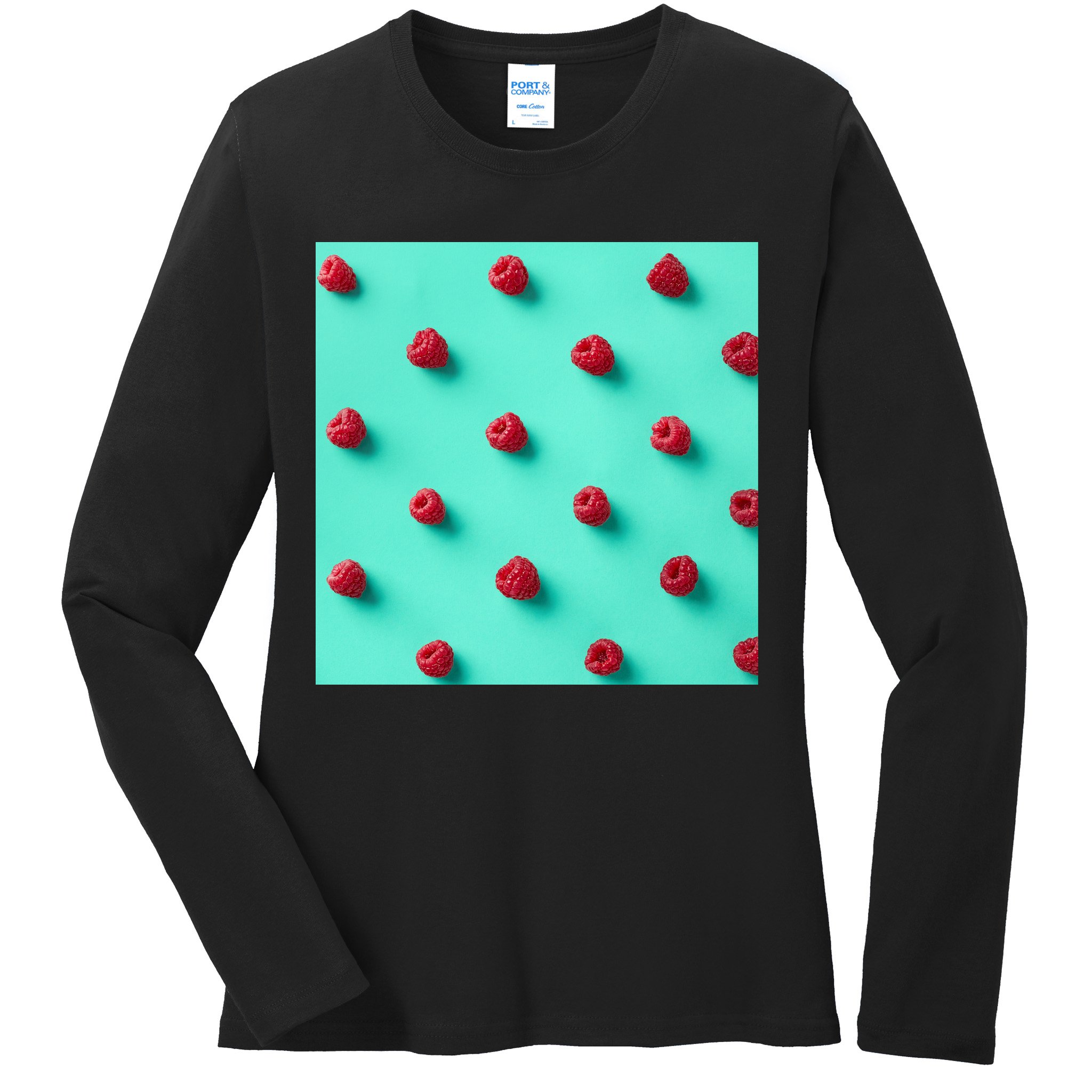 Colorful pattern of raspberries Ladies Long Sleeve Shirt