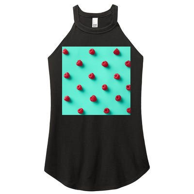 Colorful pattern of raspberries Women's Perfect Tri Rocker Tank