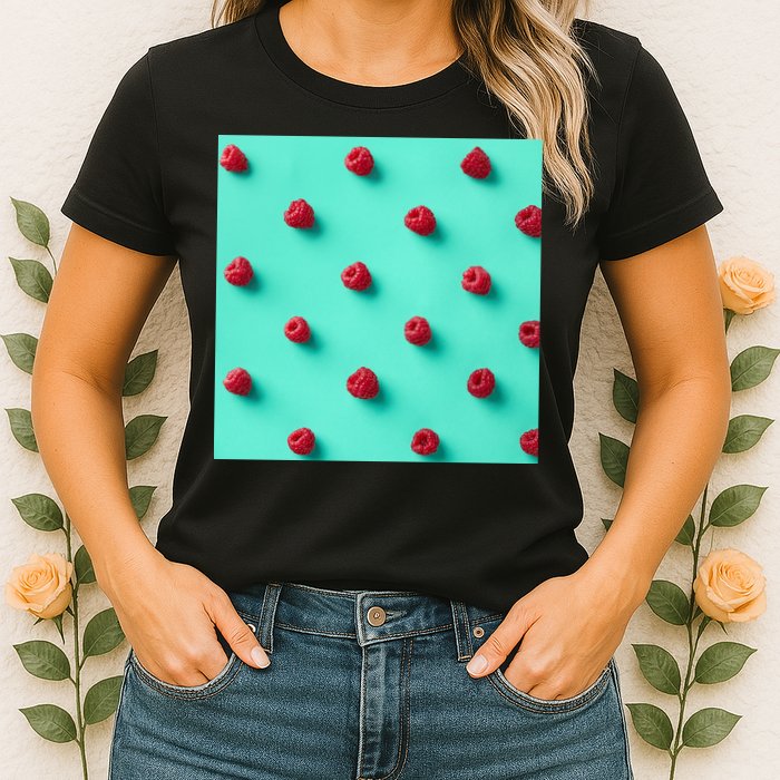 Colorful pattern of raspberries Womens T-Shirt