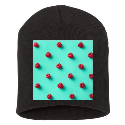 Colorful pattern of raspberries Short Acrylic Beanie