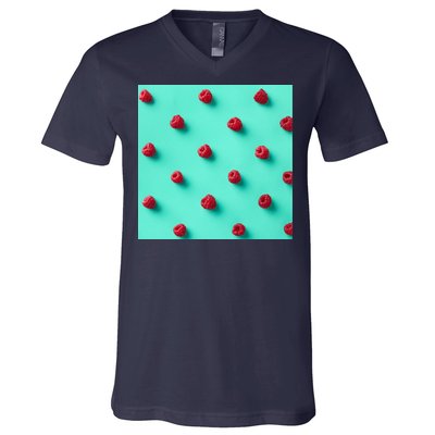 Colorful pattern of raspberries V-Neck T-Shirt