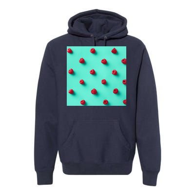 Colorful pattern of raspberries Premium Hoodie