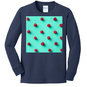 Colorful pattern of raspberries Kids Long Sleeve Shirt