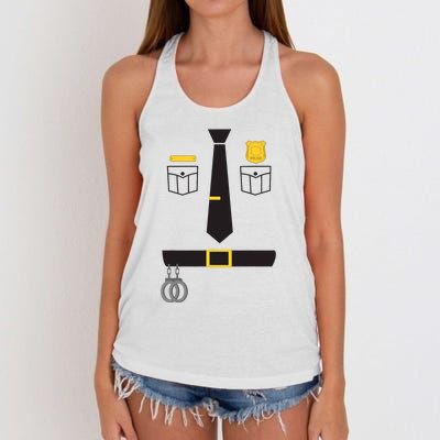 Cool Police Officer Costume For Cop Policeman Women's Knotted Racerback Tank