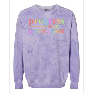 Colorful Progress Over Perfection Colorblast Crewneck Sweatshirt